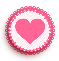 Paper heart made with pink and white paper.